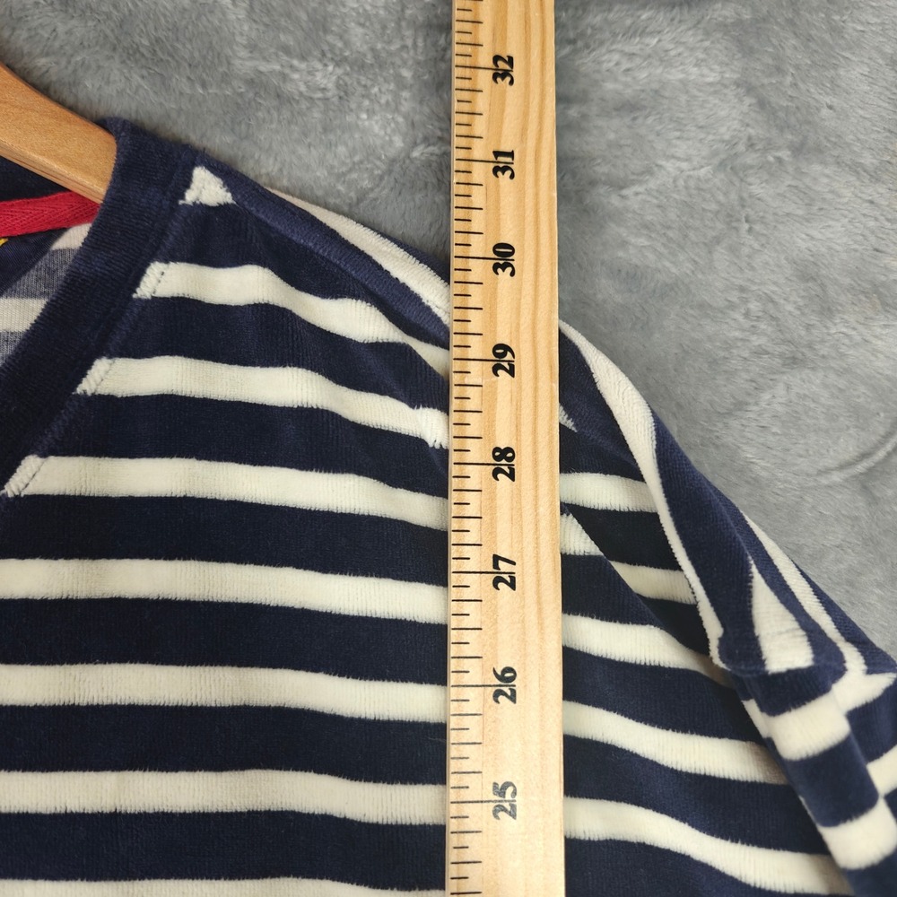 Vintage Tommy Hilfiger Velour Striped Shirt Mens XXL Navy White Y2K 2002 V-Neck - Picture 5 of 13